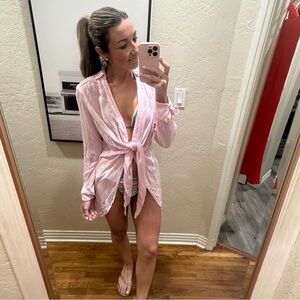 Free People Soft Pink Tunic Blouse/Swim Cover Up